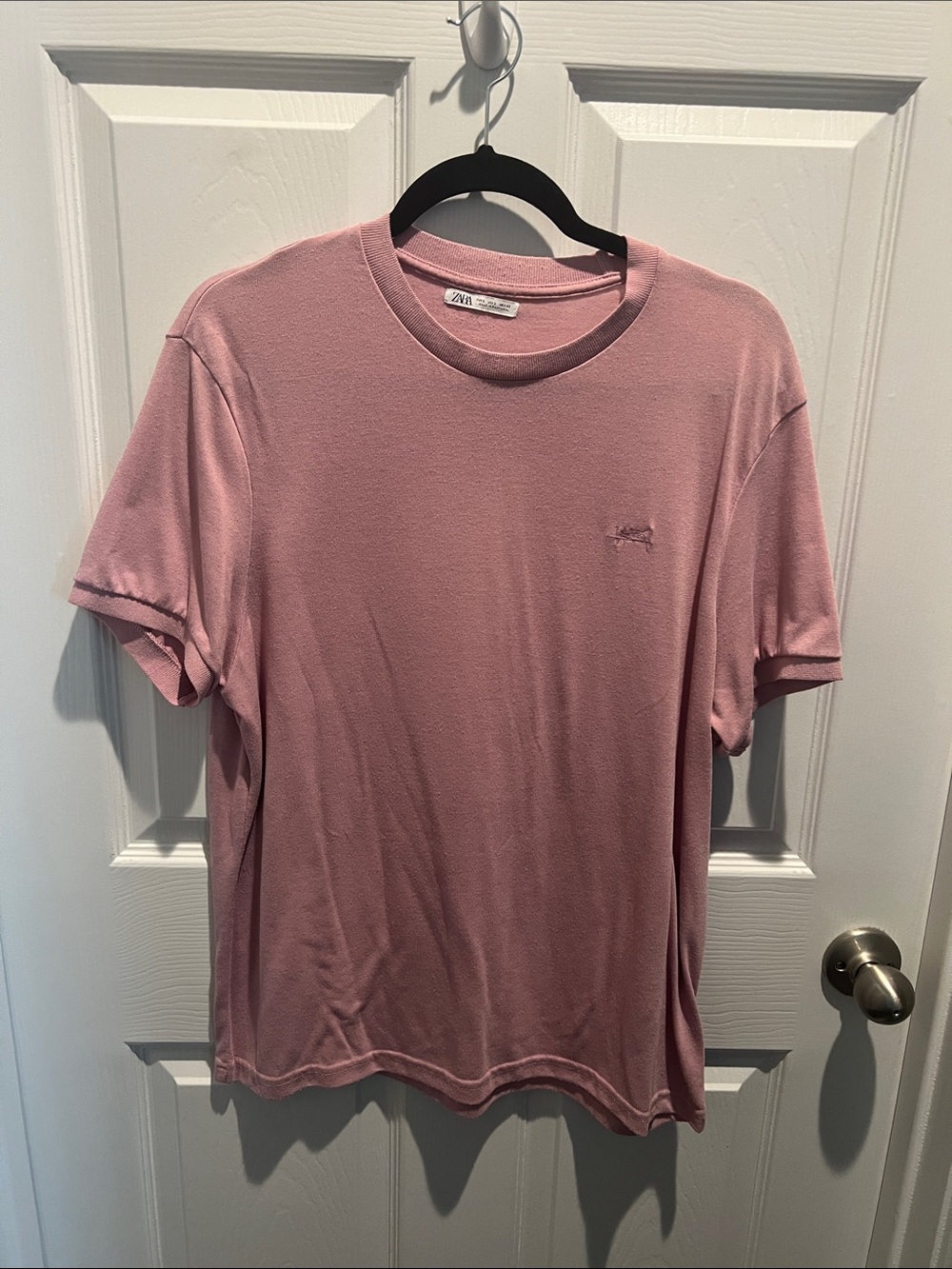Zara Men Dusty Rose Crew Neck Short Sleeve T-Shirt